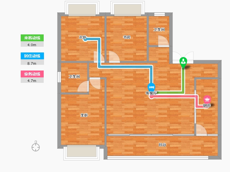 重庆-重庆市-北辰悦来壹号套内121㎡-96.33-户型库-动静线