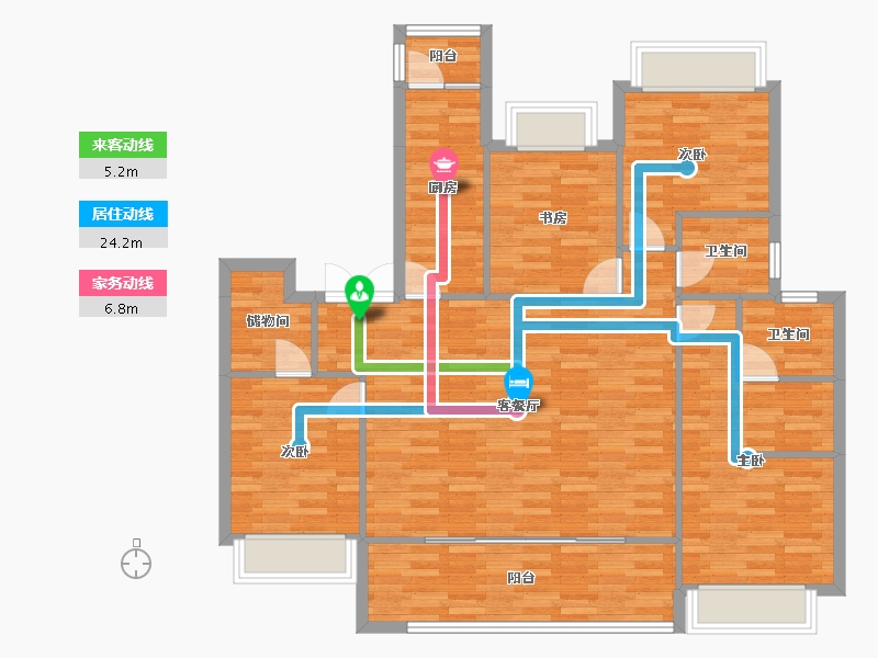 重庆-重庆市-北辰悦来壹号3期5号楼,3期9号楼套内117㎡-114.14-户型库-动静线