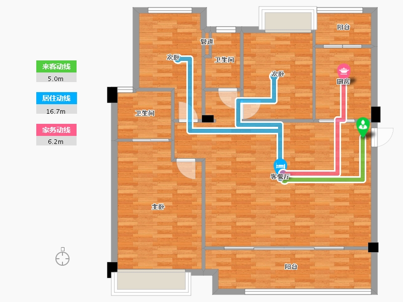 重庆-重庆市-万科金开悦府套内108m²-106.32-户型库-动静线