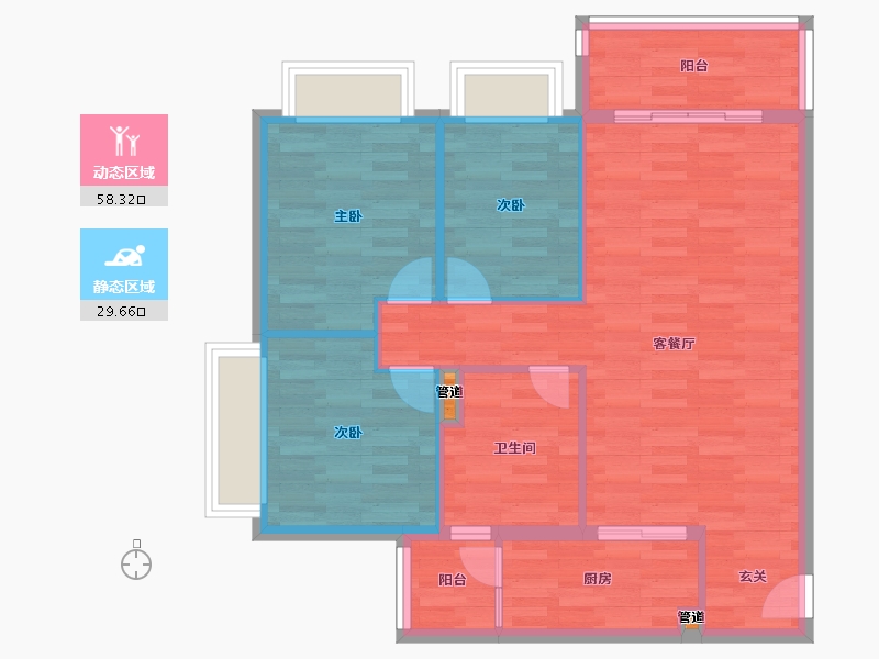 重庆-重庆市-恒大林溪郡28号楼79m²-79.00-户型库-动静分区