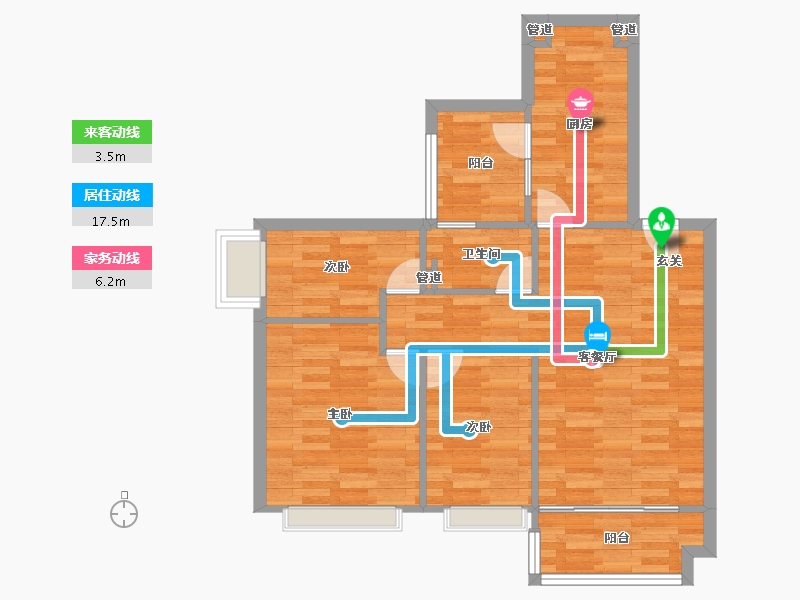 重庆-重庆市-恒大林溪郡19号楼73m²-73.00-户型库-动静线