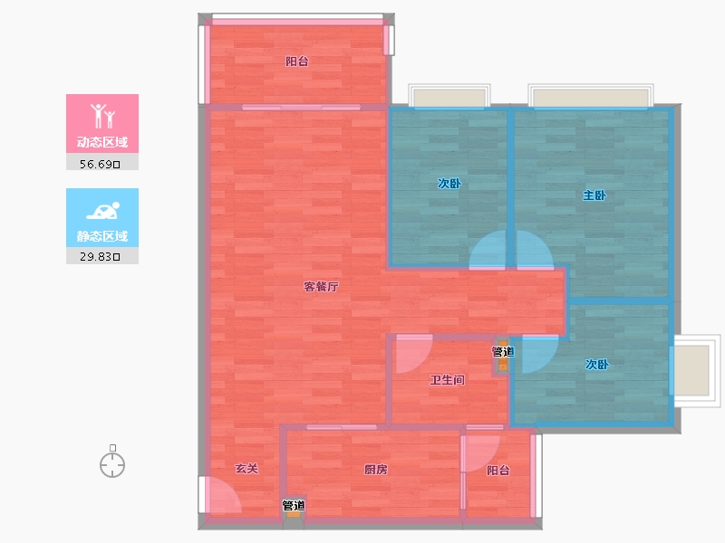 重庆-重庆市-恒大林溪郡28号楼79m²-79.01-户型库-动静分区