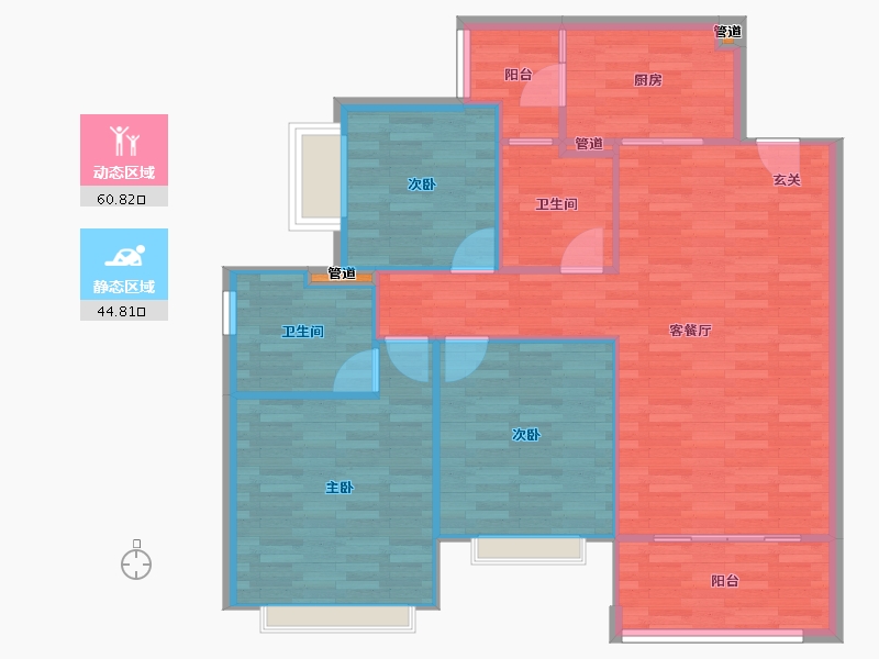 重庆-重庆市-恒大林溪郡28号楼97m²-97.00-户型库-动静分区