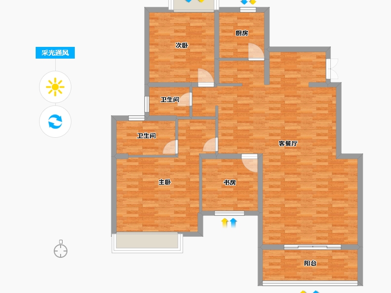 重庆-重庆市-香林豪郡2期套内117m²-117.00-户型库-采光通风