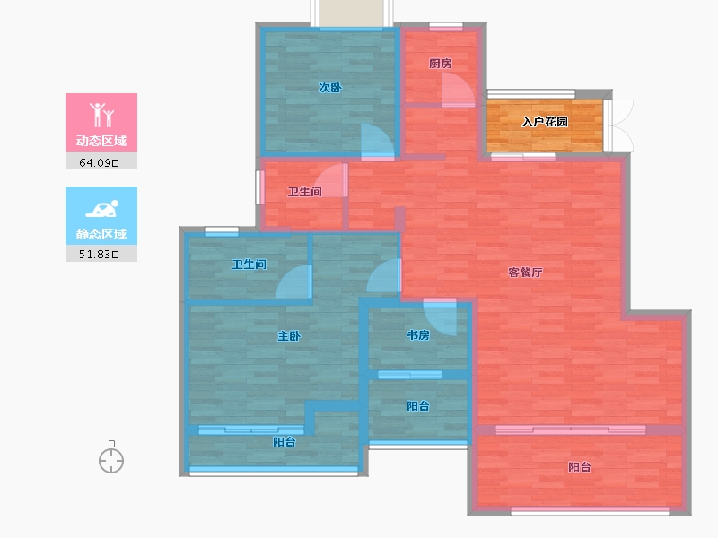 重庆-重庆市-香林豪郡2期套内106m²-106.01-户型库-动静分区