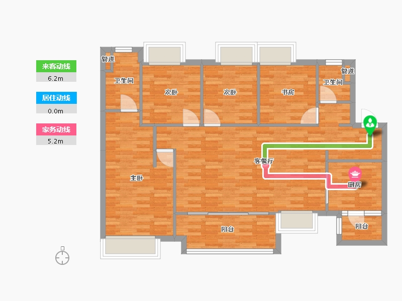 重庆-重庆市-万科金开悦府洋楼5号地块1号楼套内103m²-98.35-户型库-动静线