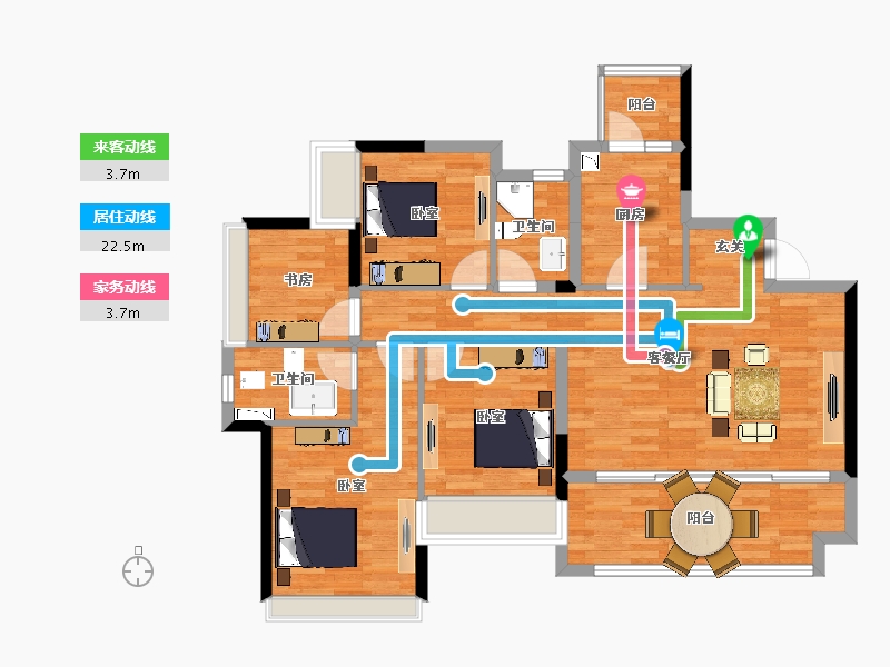 重庆-重庆市-富力白鹭湾9地块1号楼,9地块2号楼120m²-96.31-户型库-动静线