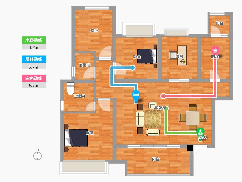 重庆-重庆市-弘阳昕悦府洋房7号楼建面130m²-101.39-户型库-动静线