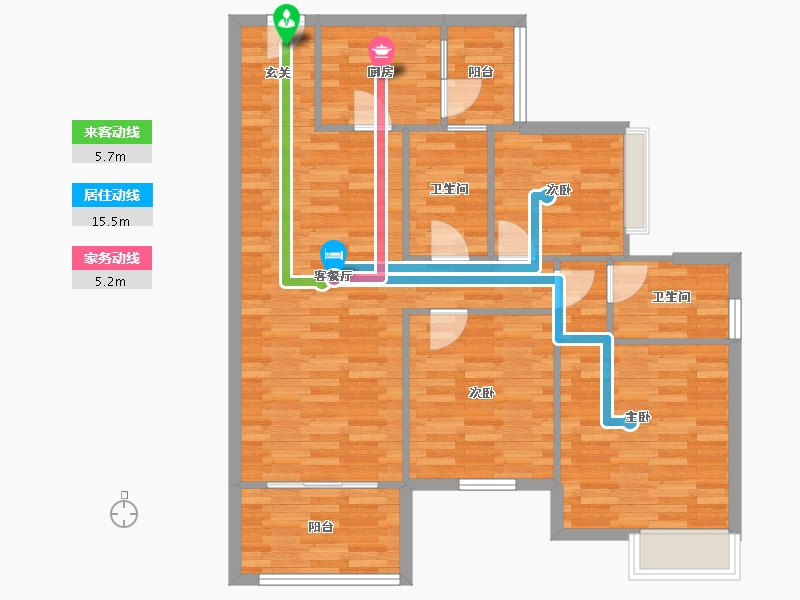 重庆-重庆市-中建御湖壹号御园D18号楼/32号楼88m²-87.99-户型库-动静线