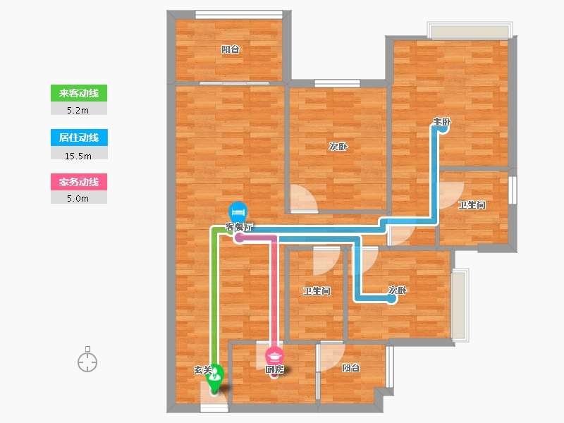 重庆-重庆市-中建御湖壹号御园D17号楼/33号楼,御园D18号楼/32号楼86m²-85.99-户型库-动静线