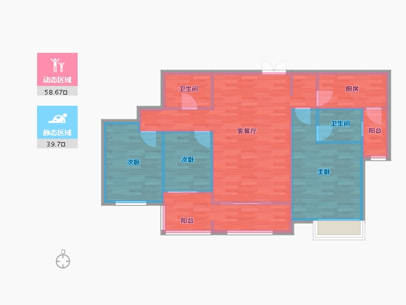 重庆-重庆市-香林豪郡2期套内91m²-89.08-户型库-动静分区