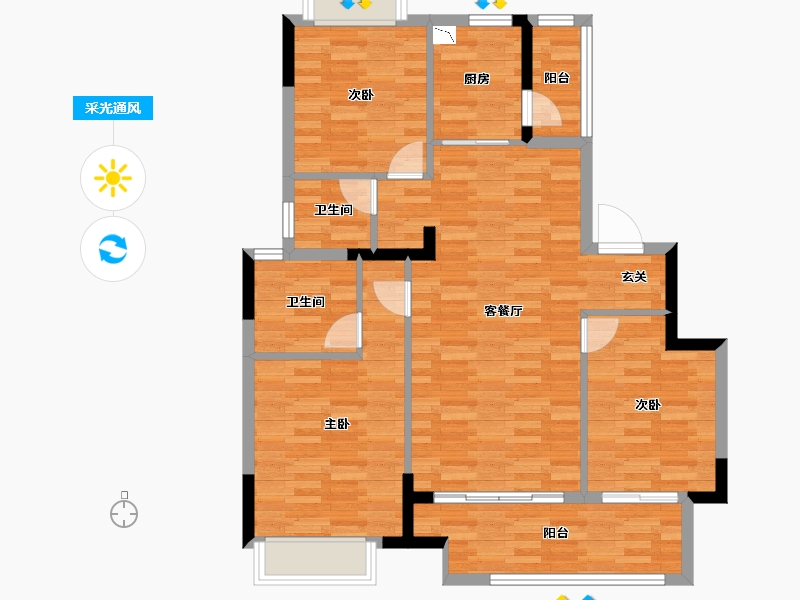 重庆-重庆市-富力白鹭湾2期6号地块5,2期6号地块1。117m²-92.52-户型库-采光通风