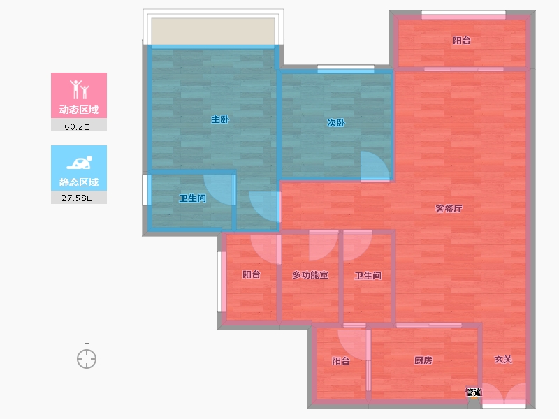 重庆-重庆市-金科博翠府6号楼,7号楼,8号楼,5号楼99㎡-79.20-户型库-动静分区