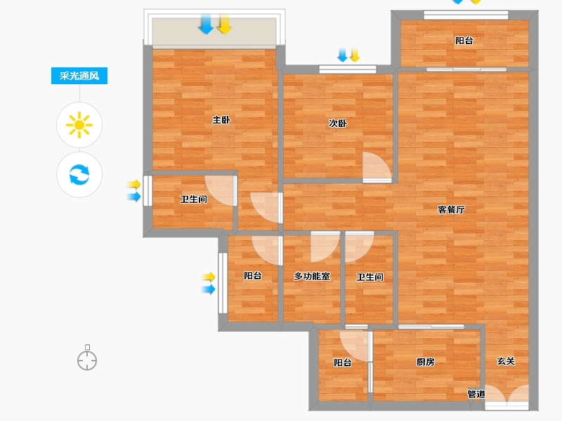 重庆-重庆市-金科博翠府6号楼,7号楼,8号楼,5号楼99㎡-79.20-户型库-采光通风