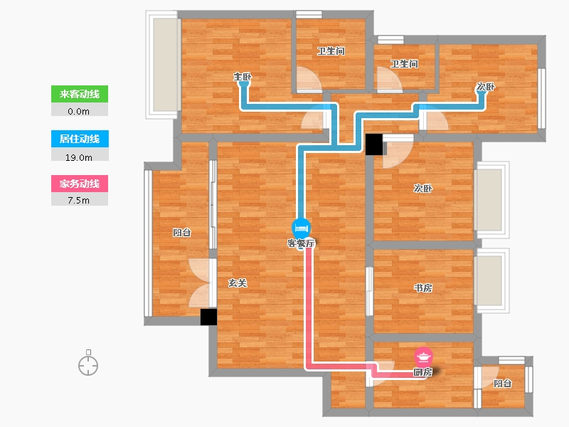 重庆-重庆市-弘阳昕悦府洋房1号楼建面130m²-100.44-户型库-动静线