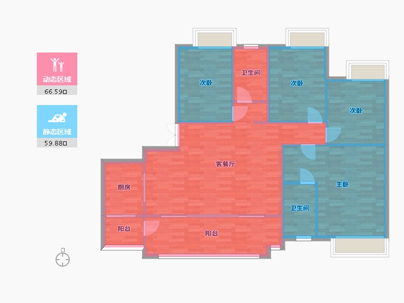 重庆-重庆市-龙湖嘉天下高层1号楼套内123m2-115.78-户型库-动静分区