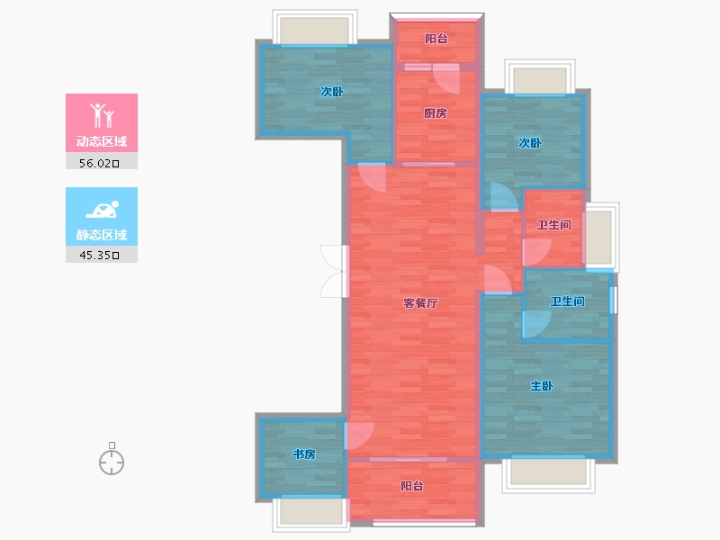 重庆-重庆市-龙湖嘉天下洋房5号楼套内0m2-90.45-户型库-动静分区