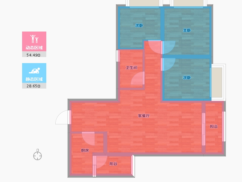 重庆-重庆市-龙湖嘉天下高层2号楼,高层3号楼建面101m2套内0m2-72.96-户型库-动静分区