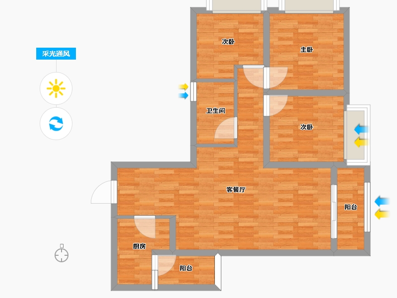 重庆-重庆市-龙湖嘉天下高层2号楼,高层3号楼建面101m2套内0m2-72.96-户型库-采光通风