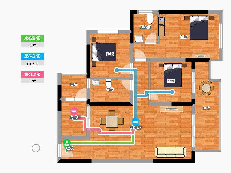 重庆-重庆市-中国铁建香漫溪岸22号楼105.07m²-85.57-户型库-动静线