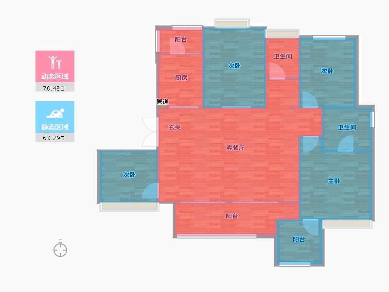 重庆-重庆市-奥园金澜湾37号楼124m²-124.00-户型库-动静分区