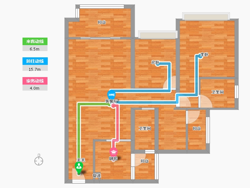 重庆-重庆市-融创公园学府5号楼88m²-88.00-户型库-动静线