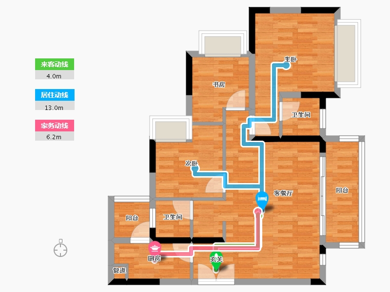 重庆-重庆市-财信铂雲府北区4号楼,北区5号楼99m²-70.50-户型库-动静线