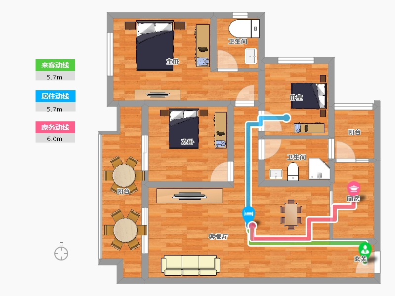 重庆-重庆市-中国铁建香漫溪岸20号楼套内89m²-88.36-户型库-动静线