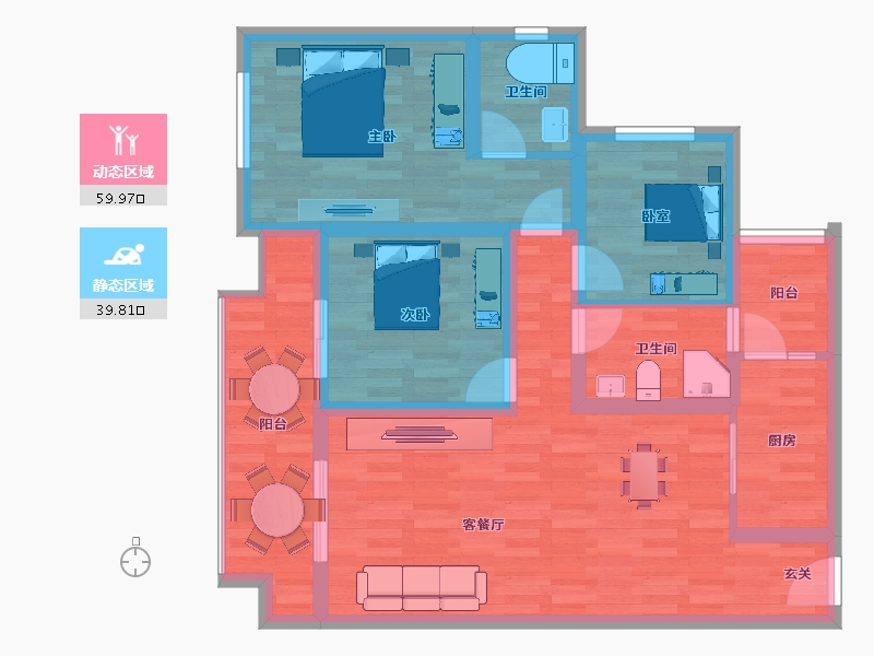 重庆-重庆市-中国铁建香漫溪岸20号楼套内89m²-88.36-户型库-动静分区