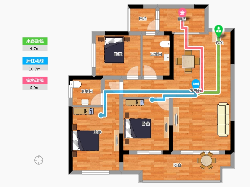 重庆-重庆市-中国铁建香漫溪岸22号楼105.56m²-87.41-户型库-动静线