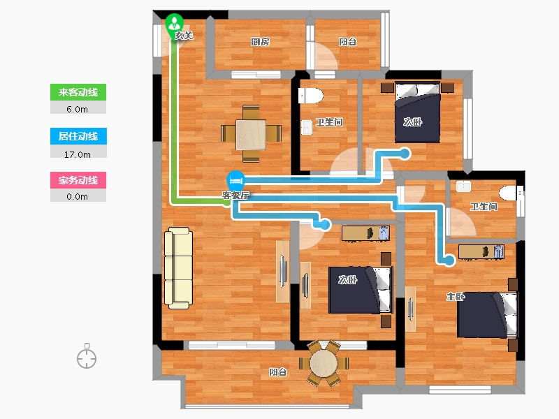 重庆-重庆市-中国铁建香漫溪岸22号楼107.83m²-88.45-户型库-动静线