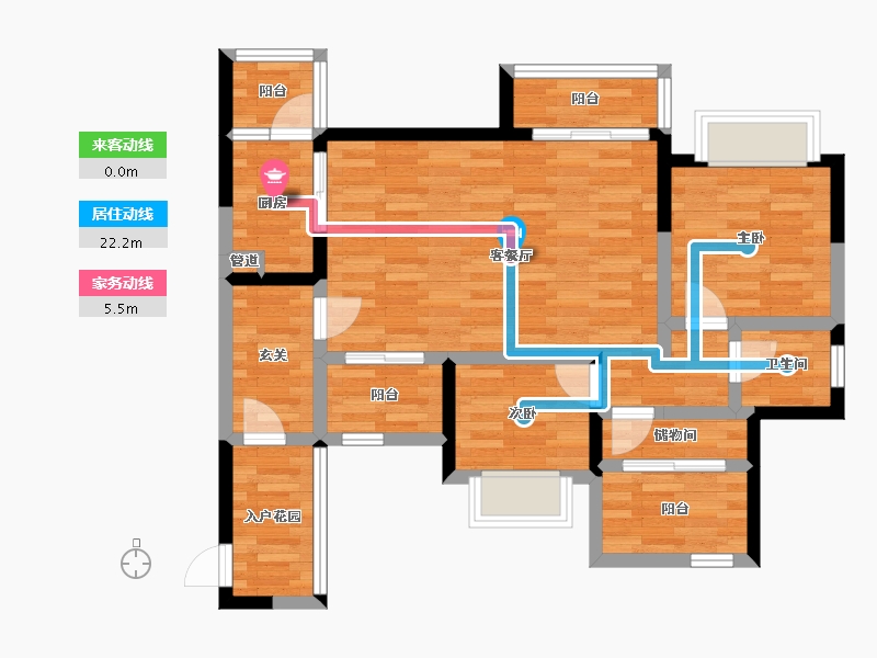 重庆-重庆市-融创公园学府4号楼97.39m²-72.80-户型库-动静线