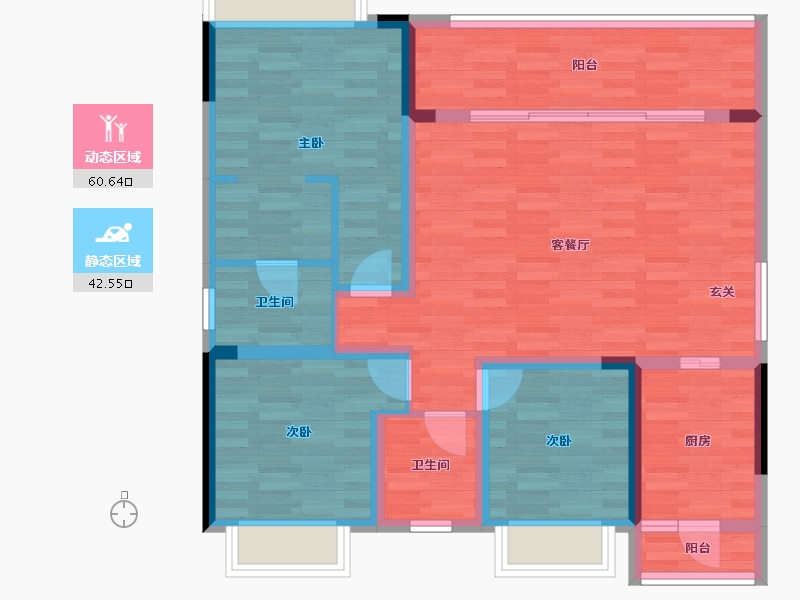 重庆-重庆市-财信铂雲府北区1号楼119.96m²-90.69-户型库-动静分区