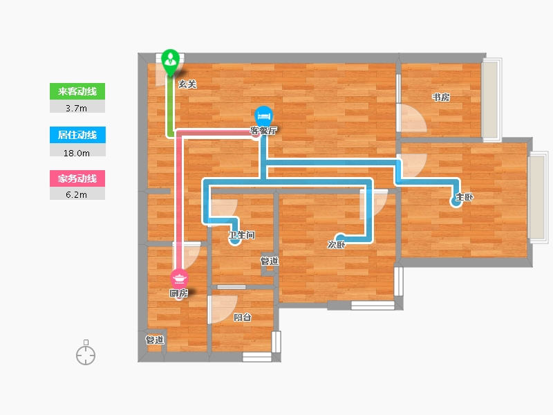 重庆-重庆市-恒大林溪郡28号楼57m²-57.00-户型库-动静线