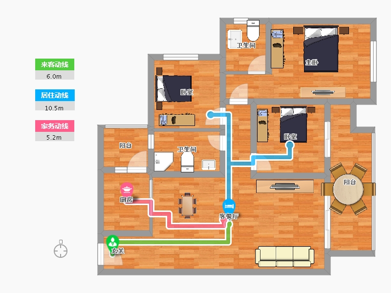 重庆-重庆市-中国铁建香漫溪岸20号楼套内85m²-88.64-户型库-动静线