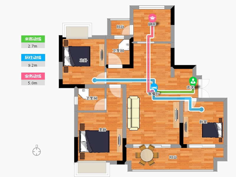 重庆-重庆市-中建湖山印象三期5,洋房22,3号楼110.9㎡-79.30-户型库-动静线