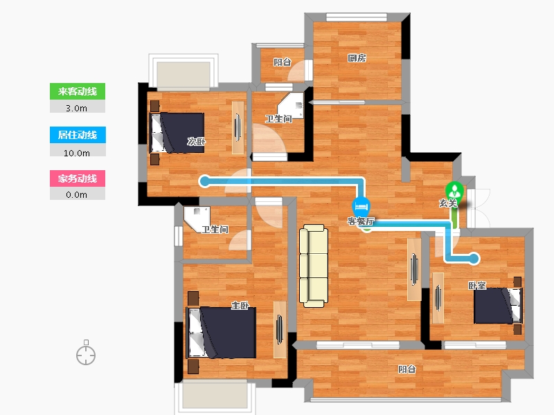 重庆-重庆市-中建湖山印象三期5,3期洋房22,三期3号楼-78.69-户型库-动静线