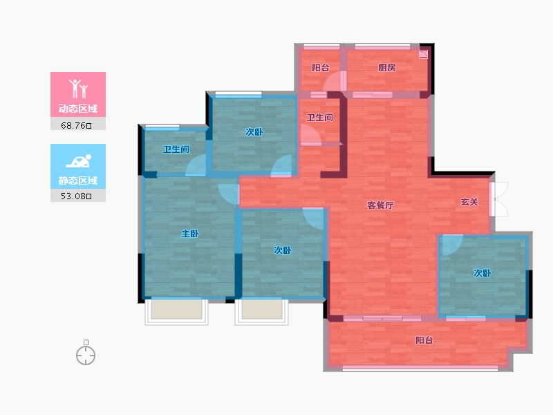 重庆-重庆市-中建湖山印象三期洋房6号楼139.96㎡-107.72-户型库-动静分区