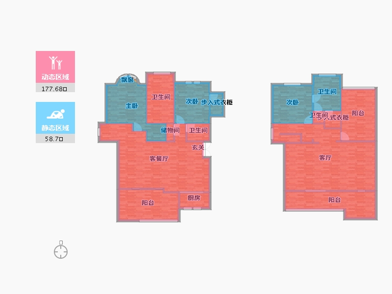 重庆-重庆市-中铁任之健康城157.8m²-216.90-户型库-动静分区