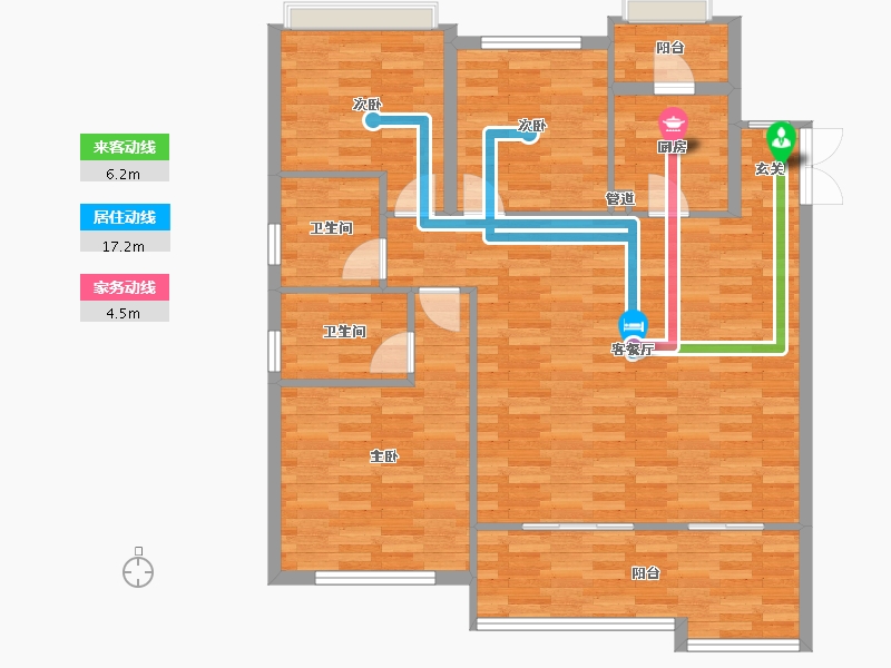 重庆-重庆市-融创公园学府15号楼102m²-102.00-户型库-动静线