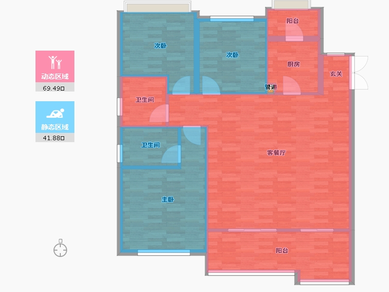 重庆-重庆市-融创公园学府15号楼102m²-102.00-户型库-动静分区