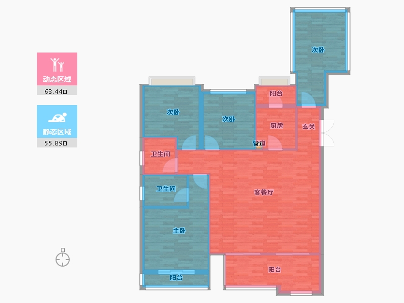 重庆-重庆市-融创公园学府15号楼108m²-108.00-户型库-动静分区