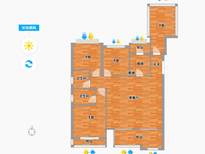 重庆-重庆市-融创公园学府15号楼108m²-108.00-户型库-采光通风