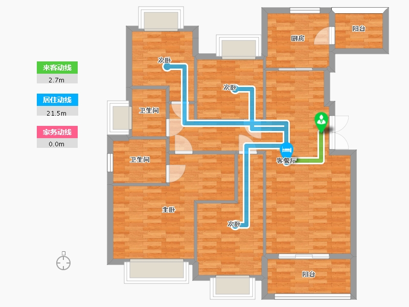 重庆-重庆市-龙湖嘉天下洋房5号楼套内0m2-101.17-户型库-动静线