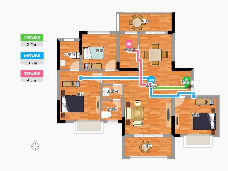 重庆-重庆市-中建湖山印象3期洋房21号楼,三期20号楼120.92㎡-91.20-户型库-动静线