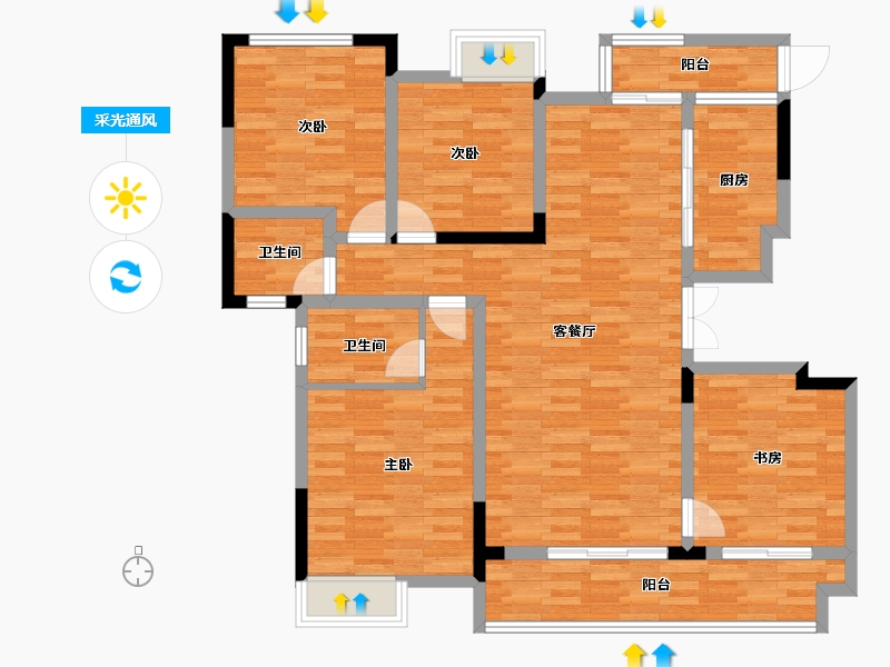 重庆-重庆市-中建湖山印象洋房20号楼,洋房21号楼131.88㎡-109.94-户型库-采光通风