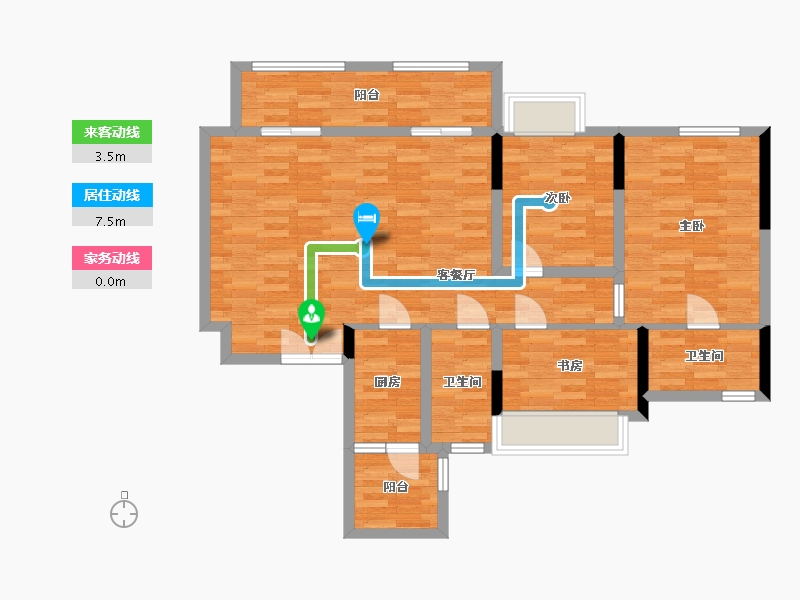 重庆-重庆市-新城金樾府洋房4号楼套内120m2-95.66-户型库-动静线