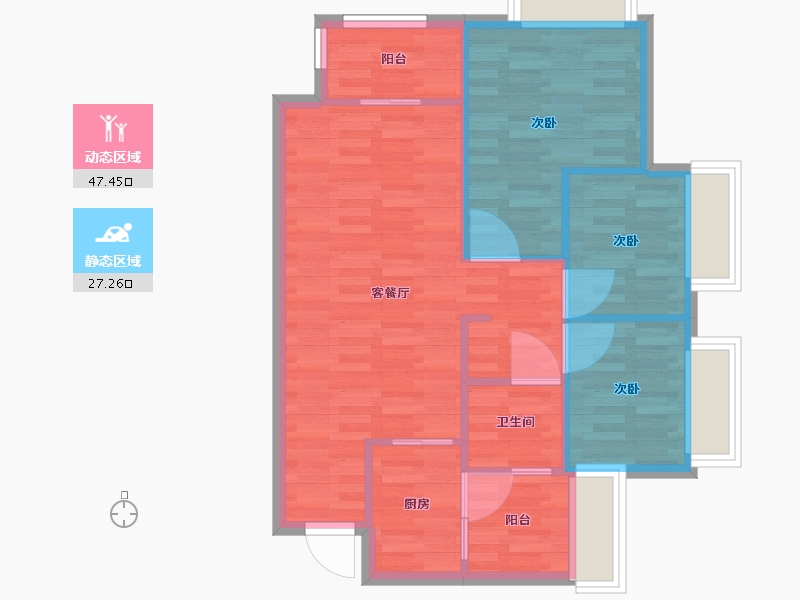 重庆-重庆市-新城金樾府高层1幢(规划3号楼),高层1号楼（规划1号楼）,高层2号楼,高层3号楼套-67.31-户型库-动静分区