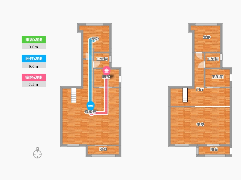 重庆-重庆市-协信星澜汇214地块洋房6号楼,214地块洋房9号楼套内119m2-146.76-户型库-动静线