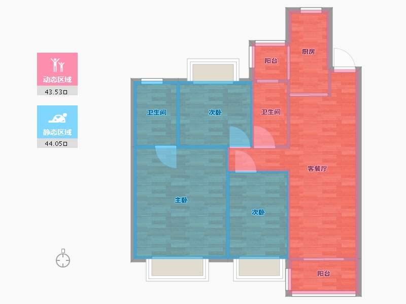 重庆-重庆市-旭辉江山青林半4号地块洋房4号楼,4号地块洋房7号楼,2号地块1号楼,1号地块2号楼-79.00-户型库-动静分区